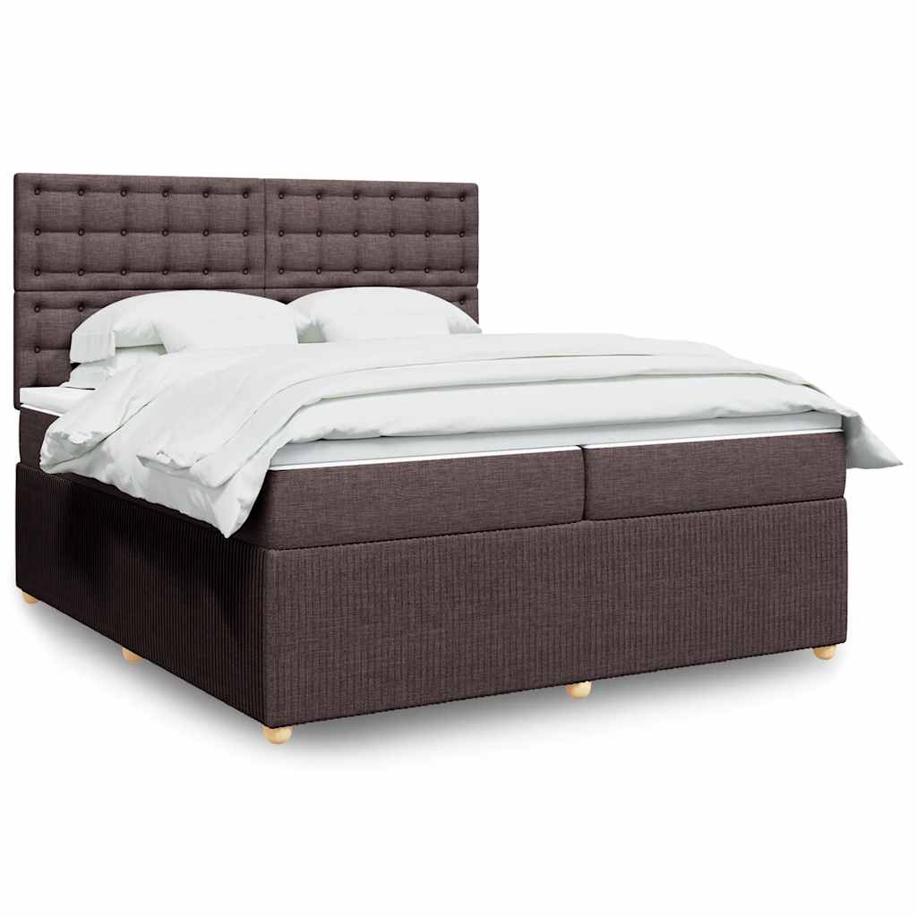 vidaXL Κρεβάτι Boxspring με Στρώμα Σκούρο Καφέ 200x200 εκ. Υφασμάτινο