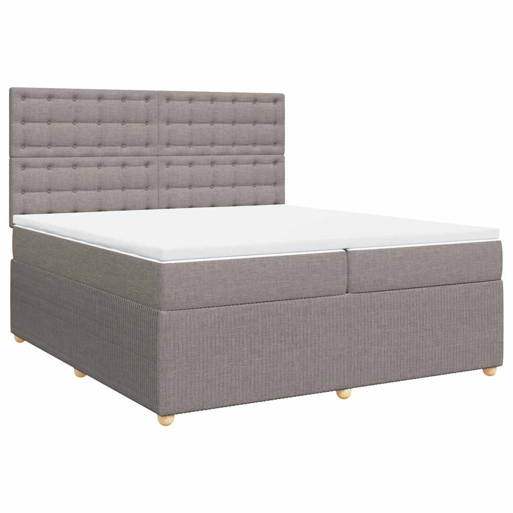 vidaXL Κρεβάτι Boxspring με Στρώμα Taupe 200x200 εκ. Υφασμάτινο