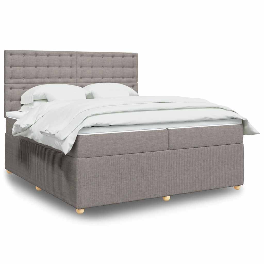 vidaXL Κρεβάτι Boxspring με Στρώμα Taupe 200x200 εκ. Υφασμάτινο