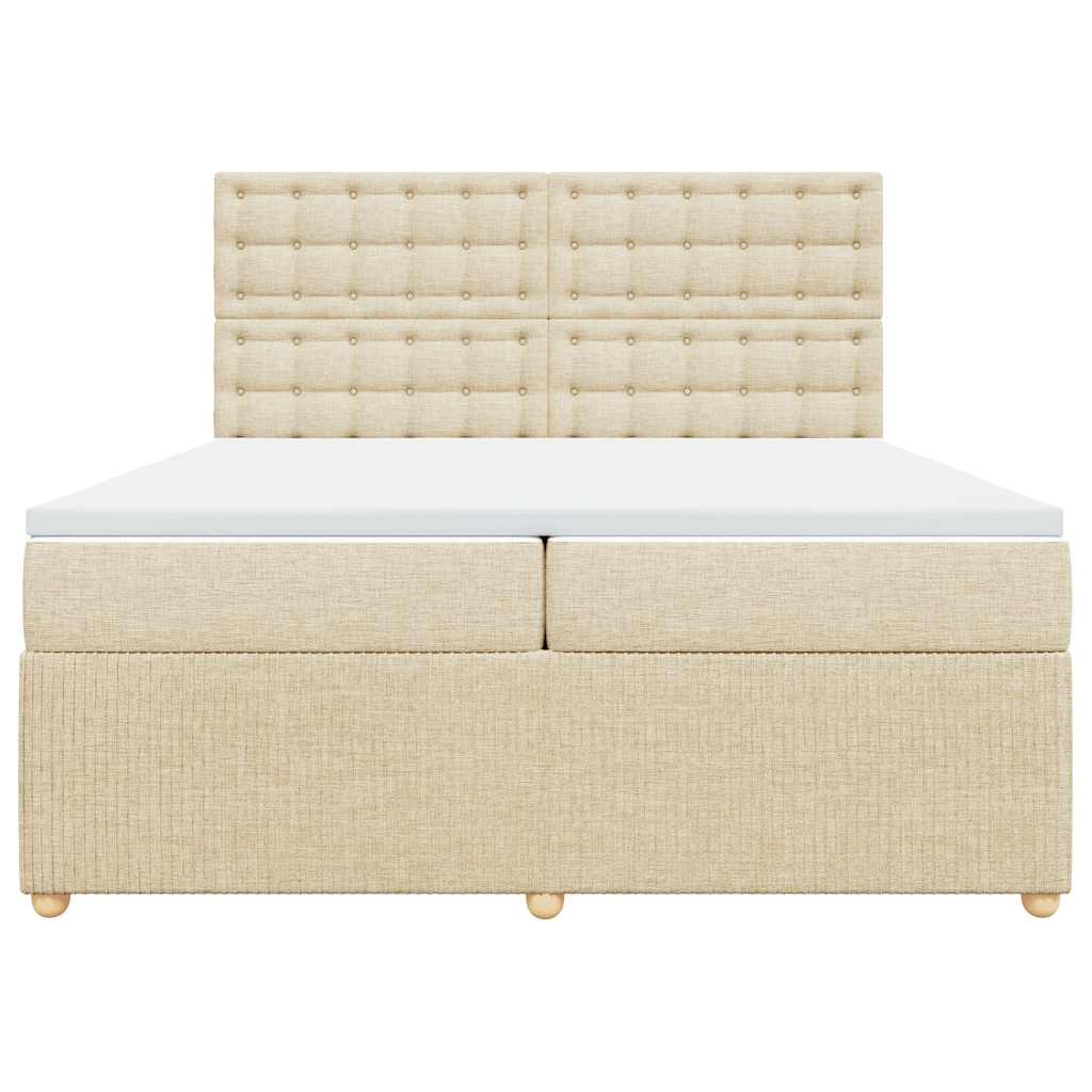 vidaXL Κρεβάτι Boxspring με Στρώμα Κρεμ 200x200 εκ. Υφασμάτινο