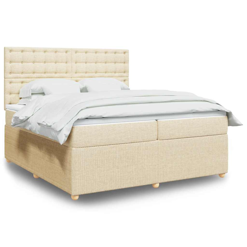 vidaXL Κρεβάτι Boxspring με Στρώμα Κρεμ 200x200 εκ. Υφασμάτινο
