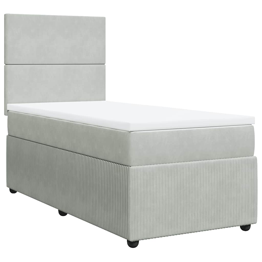 vidaXL Κρεβάτι Boxspring με Στρώμα Ανοιχτό Γκρι 80x200 εκ. Βελούδινο