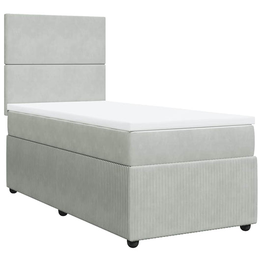 vidaXL Κρεβάτι Boxspring με Στρώμα Ανοιχτό Γκρι 80x200 εκ. Βελούδινο