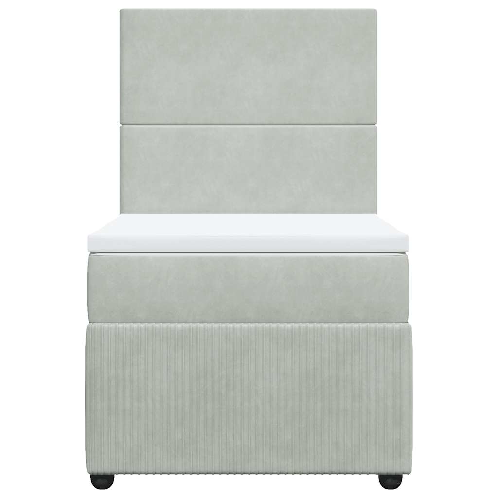 vidaXL Κρεβάτι Boxspring με Στρώμα Ανοιχτό Γκρι 80x200 εκ. Βελούδινο