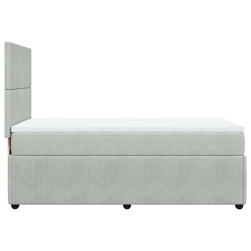 vidaXL Κρεβάτι Boxspring με Στρώμα Ανοιχτό Γκρι 80x200 εκ. Βελούδινο