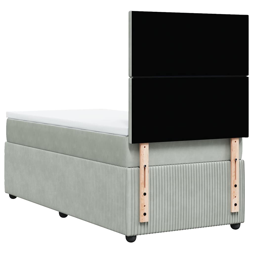 vidaXL Κρεβάτι Boxspring με Στρώμα Ανοιχτό Γκρι 80x200 εκ. Βελούδινο