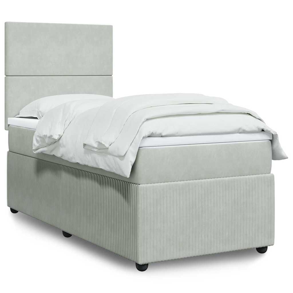 vidaXL Κρεβάτι Boxspring με Στρώμα Ανοιχτό Γκρι 80x200 εκ. Βελούδινο