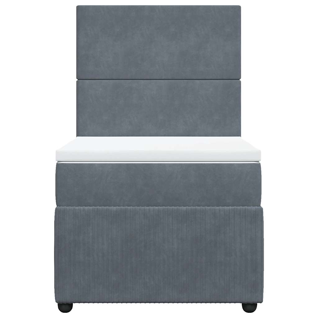 vidaXL Κρεβάτι Boxspring με Στρώμα Σκούρο Γκρι 80x200 εκ. Βελούδινο