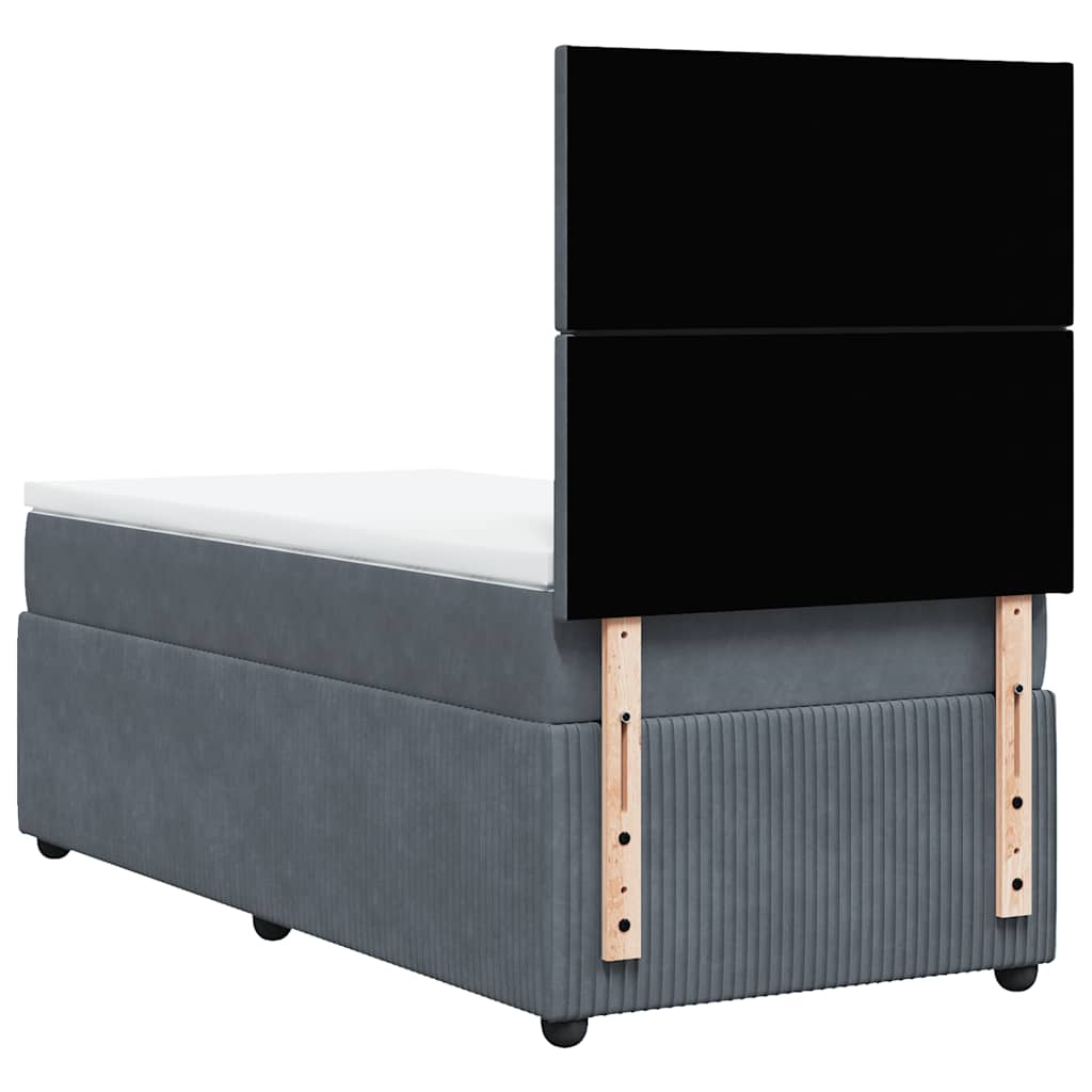 vidaXL Κρεβάτι Boxspring με Στρώμα Σκούρο Γκρι 80x200 εκ. Βελούδινο