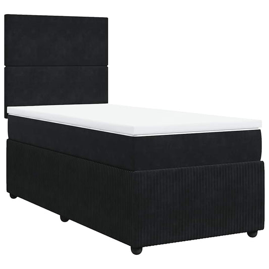 vidaXL Κρεβάτι Boxspring με Στρώμα Μαύρο 80 x 200 εκ. Βελούδινο
