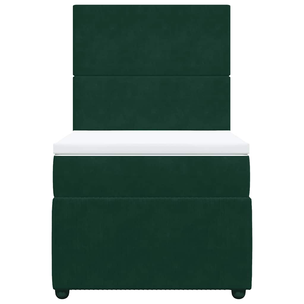 vidaXL Κρεβάτι Boxspring με Στρώμα Σκούρο Πράσινο 80x200 εκ. Βελούδινο