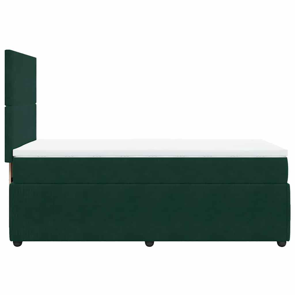 vidaXL Κρεβάτι Boxspring με Στρώμα Σκούρο Πράσινο 80x200 εκ. Βελούδινο