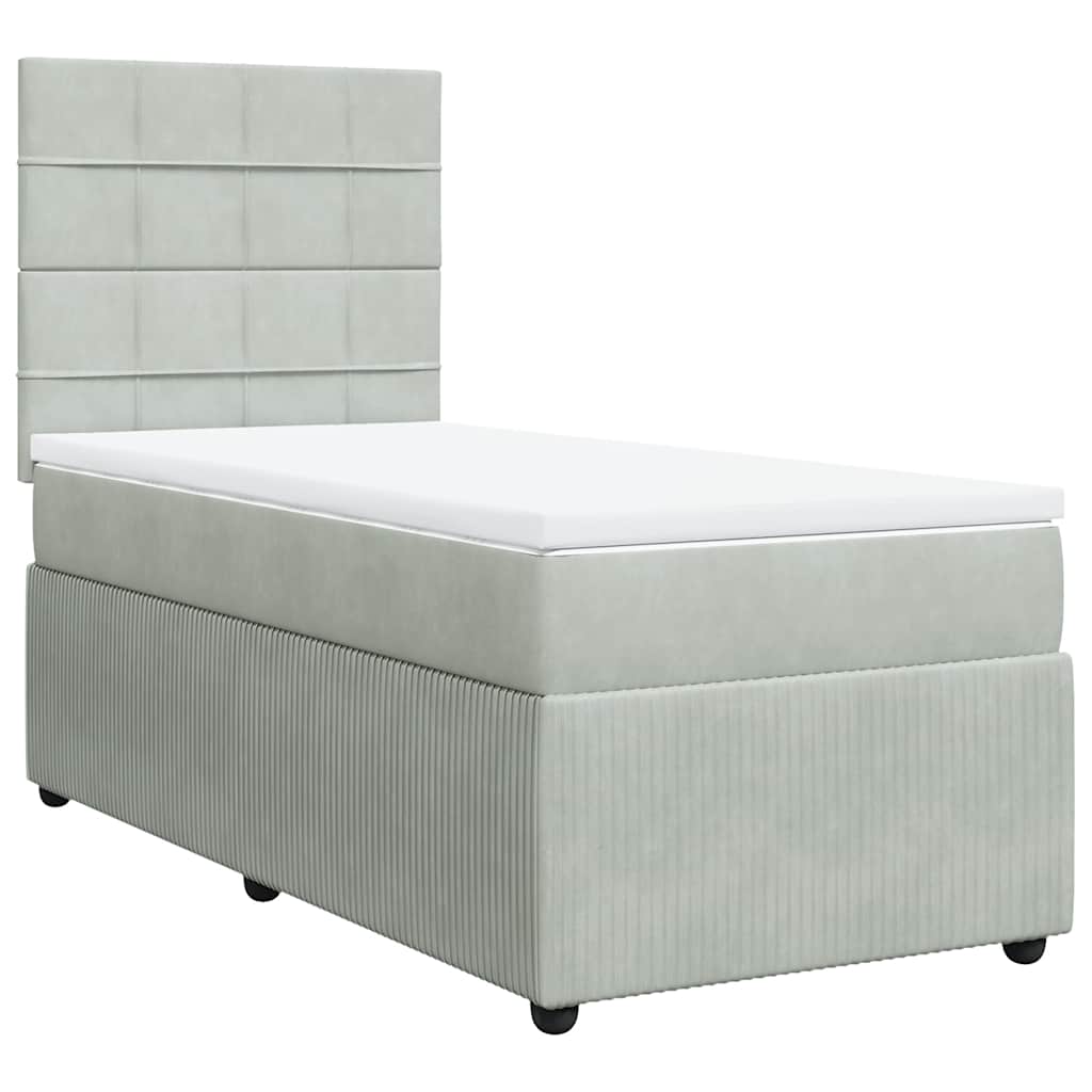 vidaXL Κρεβάτι Boxspring με Στρώμα Ανοιχτό Γκρι 80x200 εκ. Βελούδινο