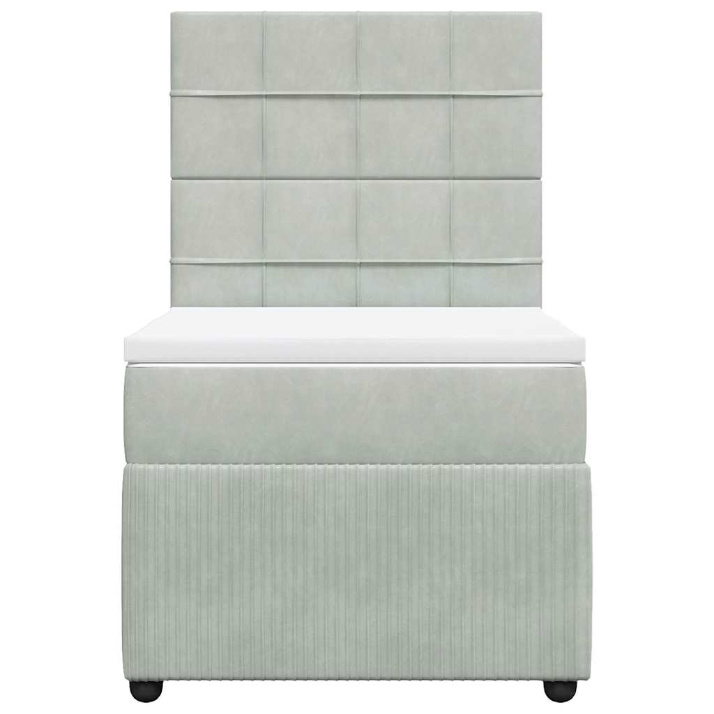 vidaXL Κρεβάτι Boxspring με Στρώμα Ανοιχτό Γκρι 80x200 εκ. Βελούδινο