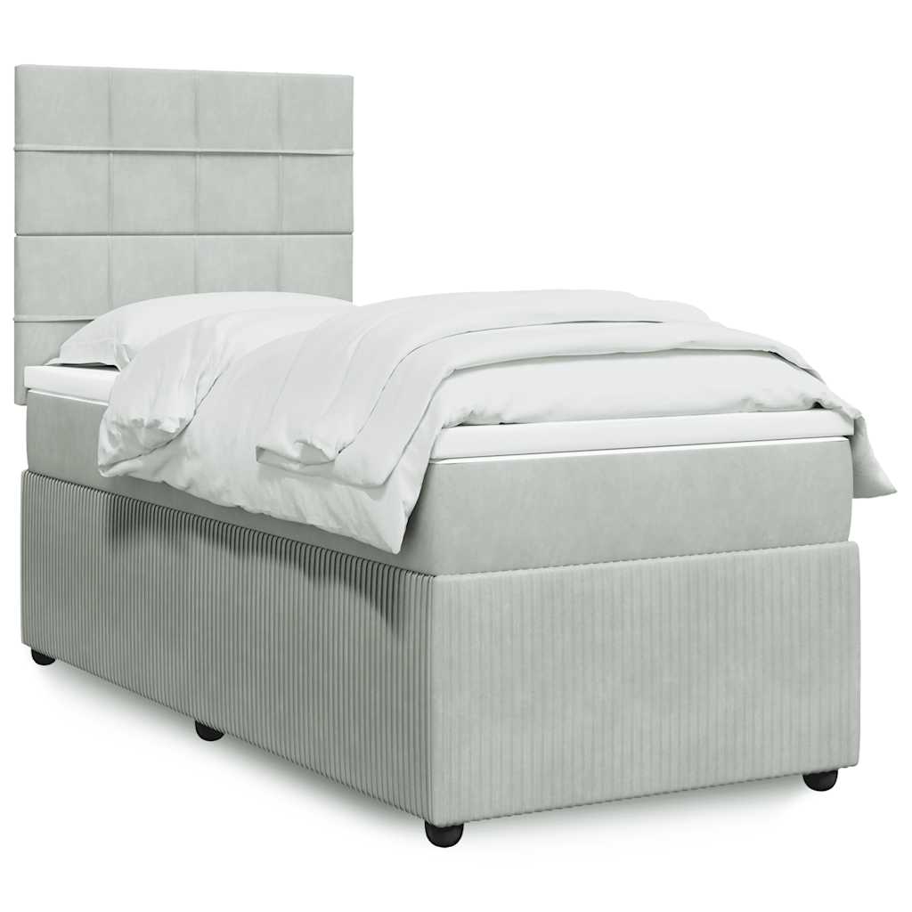 vidaXL Κρεβάτι Boxspring με Στρώμα Ανοιχτό Γκρι 80x200 εκ. Βελούδινο