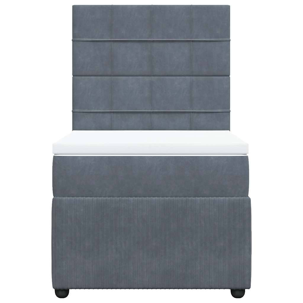 vidaXL Κρεβάτι Boxspring με Στρώμα Σκούρο Γκρι 80x200 εκ. Βελούδινο