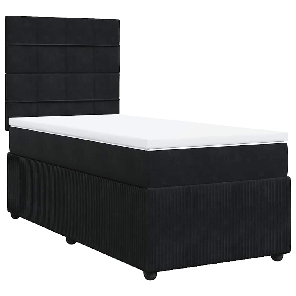 vidaXL Κρεβάτι Boxspring με Στρώμα Μαύρο 80 x 200 εκ. Βελούδινο