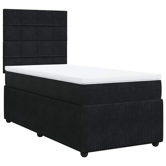 vidaXL Κρεβάτι Boxspring με Στρώμα Μαύρο 80 x 200 εκ. Βελούδινο