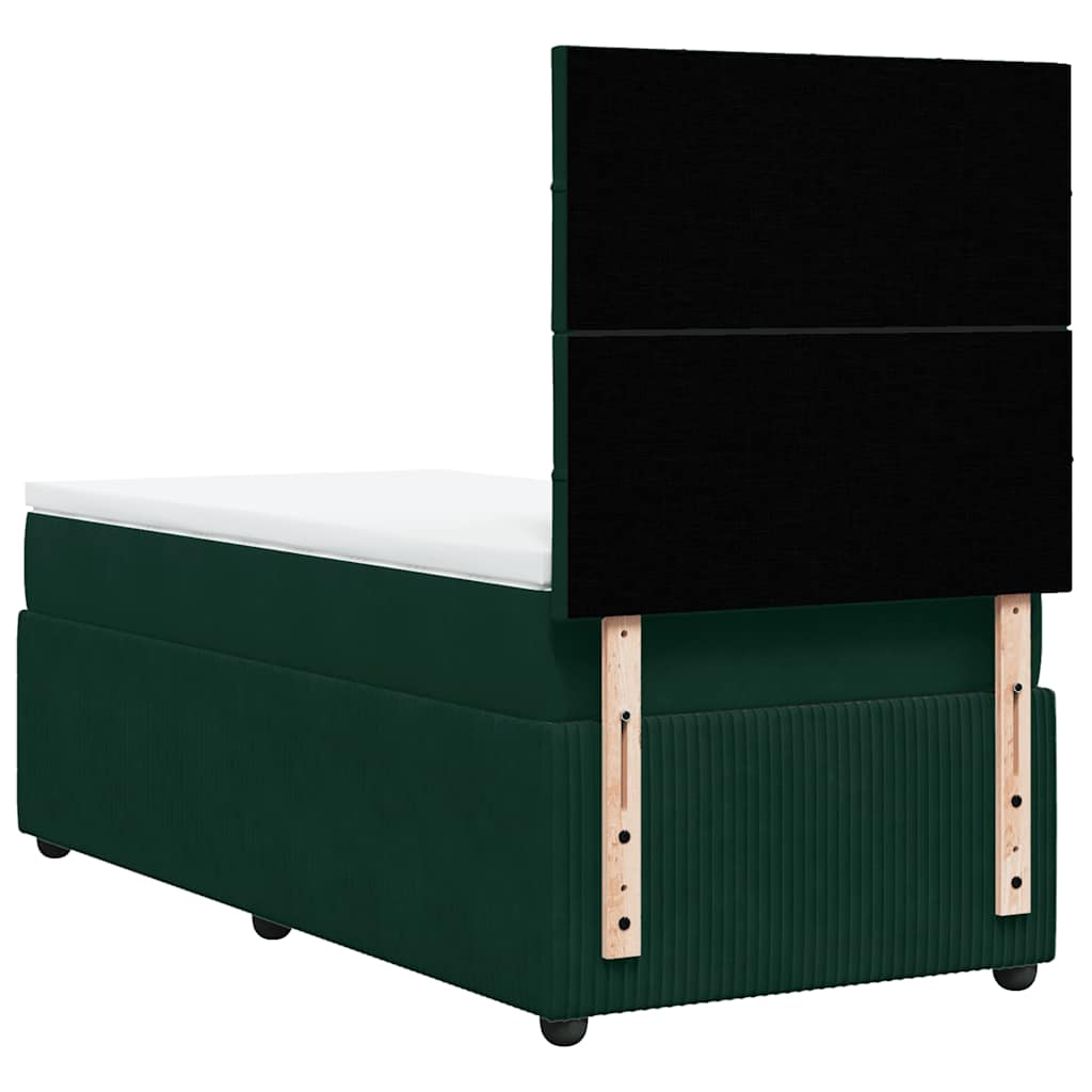 vidaXL Κρεβάτι Boxspring με Στρώμα Σκούρο Πράσινο 80x200 εκ. Βελούδινο