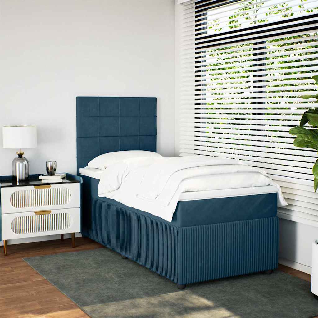 vidaXL Κρεβάτι Boxspring με Στρώμα Σκούρο Μπλε 80 x 200 εκ. Βελούδινο