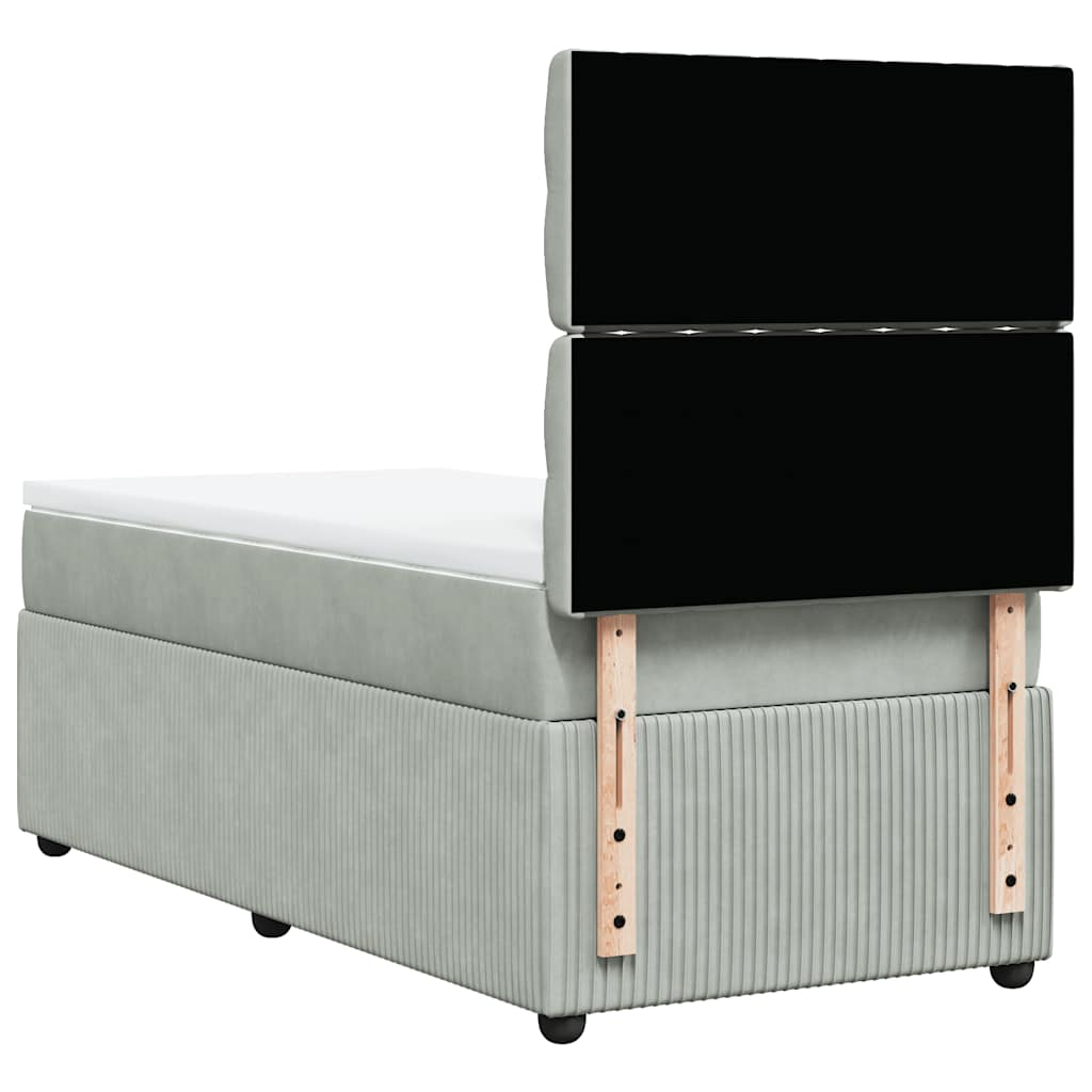vidaXL Κρεβάτι Boxspring με Στρώμα Ανοιχτό Γκρι 80x200 εκ. Βελούδινο