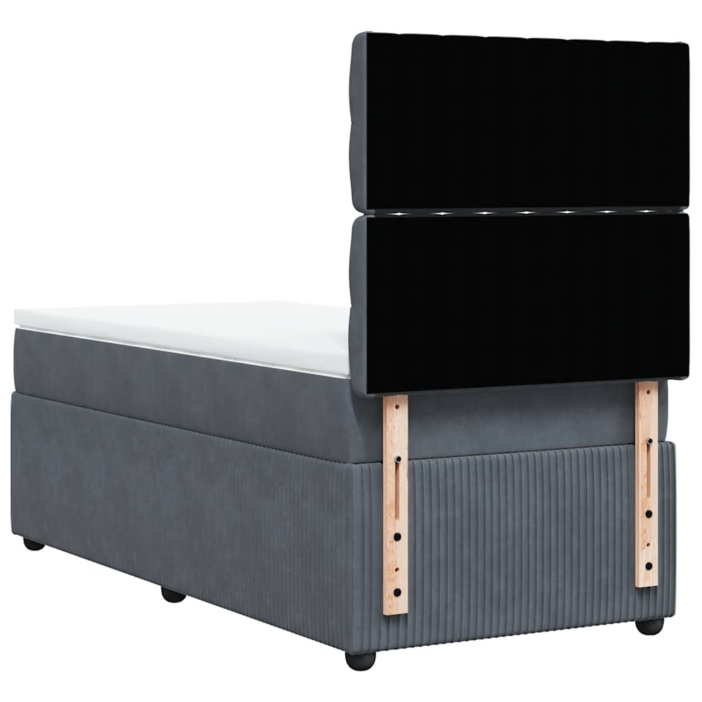 vidaXL Κρεβάτι Boxspring με Στρώμα Σκούρο Γκρι 80x200 εκ. Βελούδινο