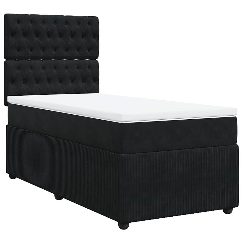 vidaXL Κρεβάτι Boxspring με Στρώμα Μαύρο 80 x 200 εκ. Βελούδινο