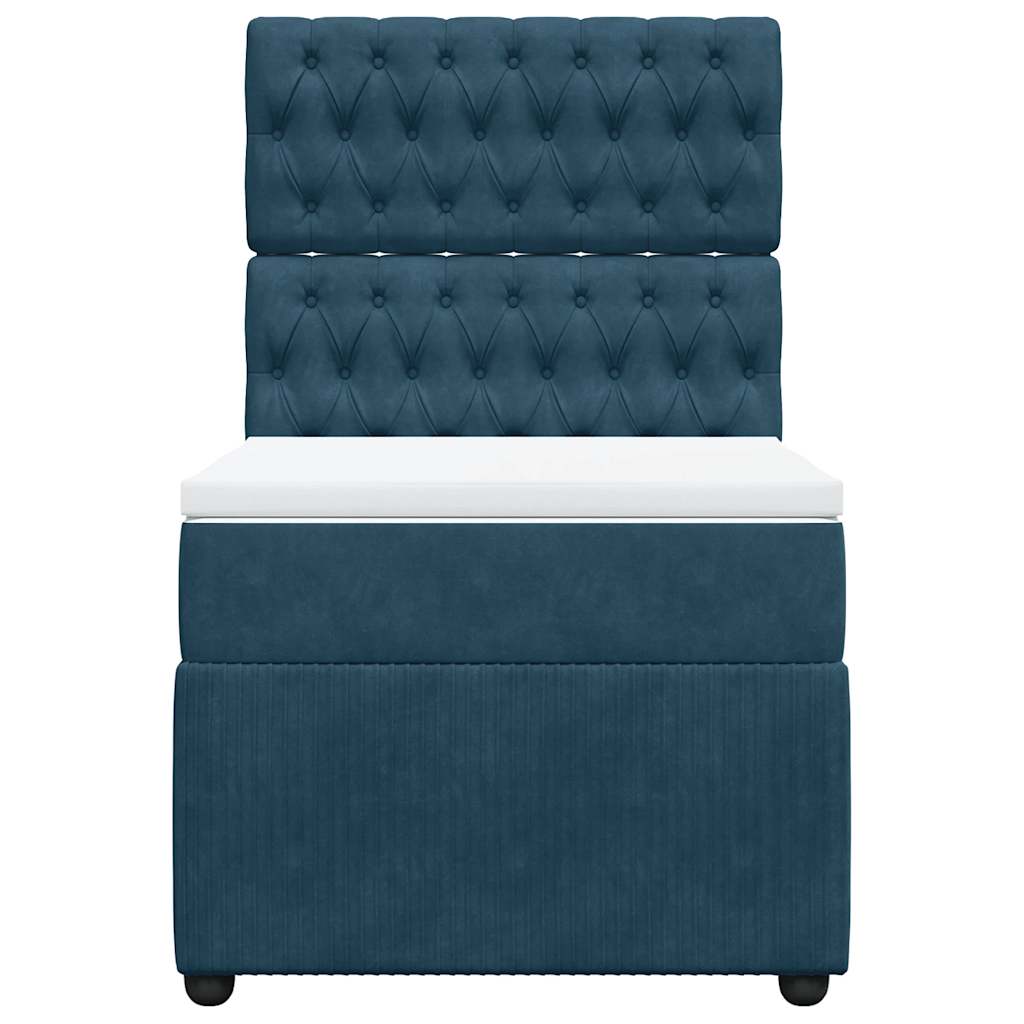 vidaXL Κρεβάτι Boxspring με Στρώμα Σκούρο Μπλε 80 x 200 εκ. Βελούδινο