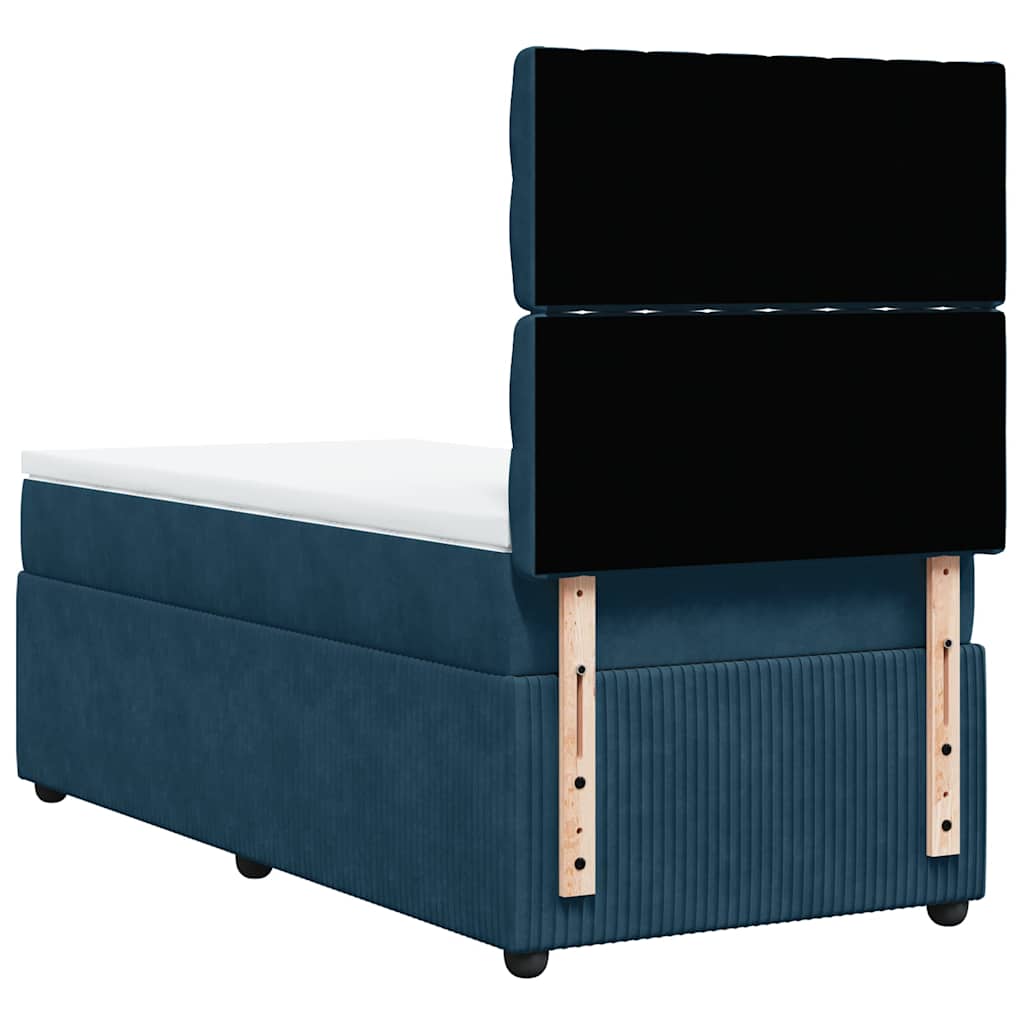 vidaXL Κρεβάτι Boxspring με Στρώμα Σκούρο Μπλε 80 x 200 εκ. Βελούδινο