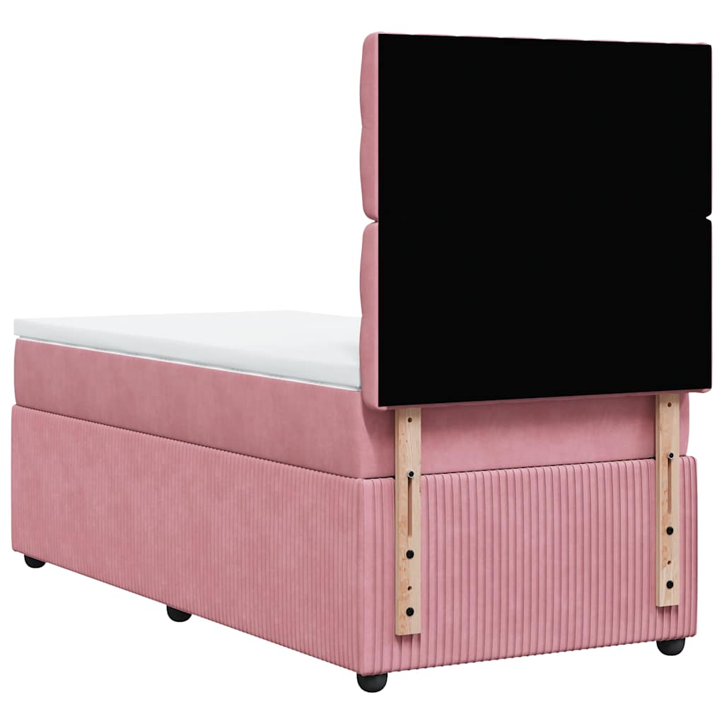 vidaXL Κρεβάτι Boxspring με Στρώμα Ροζ 80 x 200 εκ. Βελούδινο