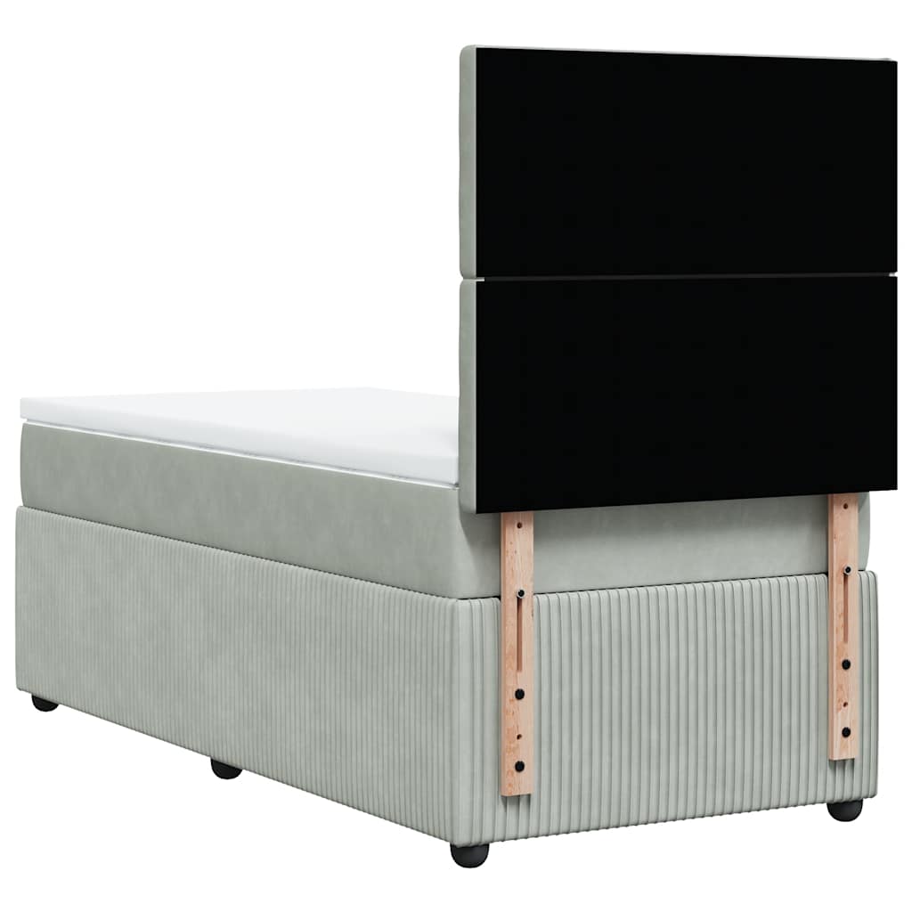 vidaXL Κρεβάτι Boxspring με Στρώμα Ανοιχτό Γκρι 80x200 εκ. Βελούδινο