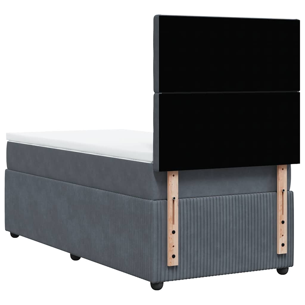 vidaXL Κρεβάτι Boxspring με Στρώμα Σκούρο Γκρι 80x200 εκ. Βελούδινο