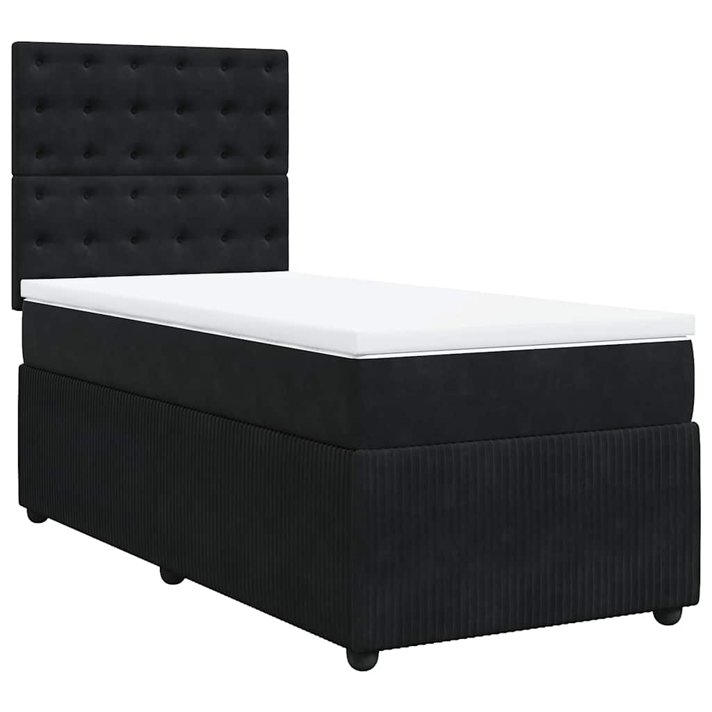 vidaXL Κρεβάτι Boxspring με Στρώμα Μαύρο 80 x 200 εκ. Βελούδινο