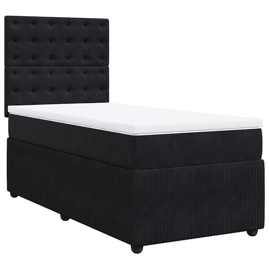 vidaXL Κρεβάτι Boxspring με Στρώμα Μαύρο 80 x 200 εκ. Βελούδινο
