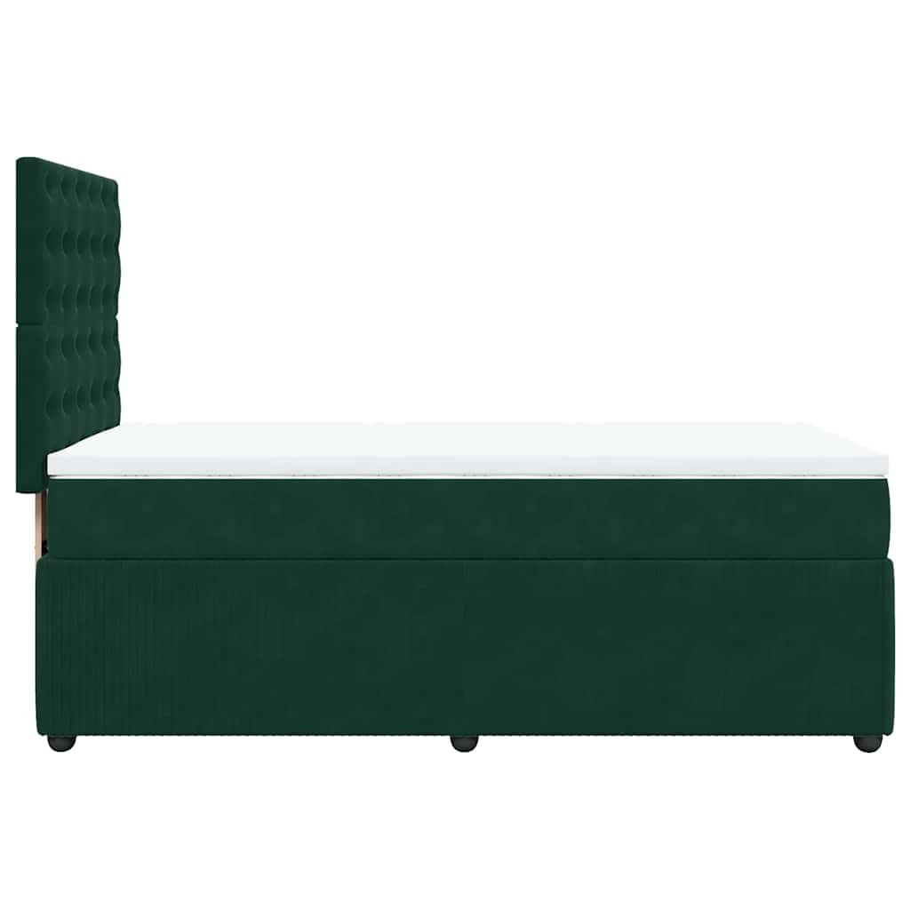 vidaXL Κρεβάτι Boxspring με Στρώμα Σκούρο Πράσινο 80x200 εκ. Βελούδινο