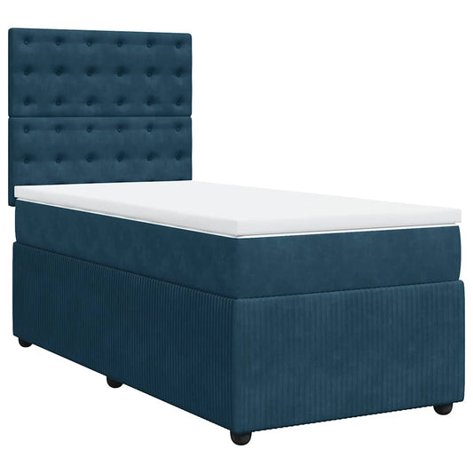 vidaXL Κρεβάτι Boxspring με Στρώμα Σκούρο Μπλε 80 x 200 εκ. Βελούδινο