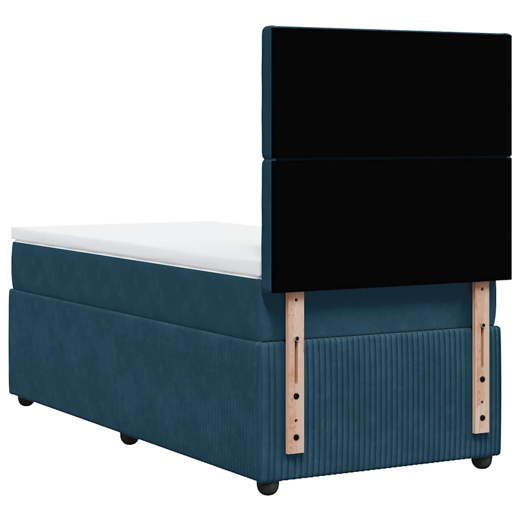 vidaXL Κρεβάτι Boxspring με Στρώμα Σκούρο Μπλε 80 x 200 εκ. Βελούδινο