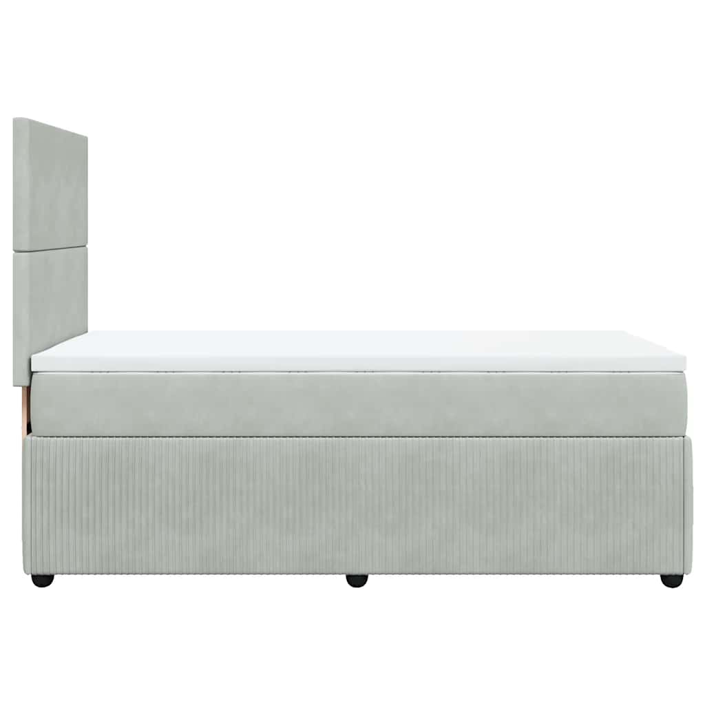 vidaXL Κρεβάτι Boxspring με Στρώμα Ανοιχτό Γκρι 90x190 εκ. Βελούδινο
