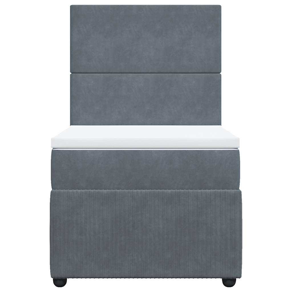 vidaXL Κρεβάτι Boxspring με Στρώμα Σκούρο Γκρι 90x190 εκ. Βελούδινο