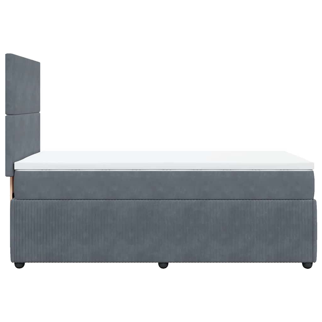 vidaXL Κρεβάτι Boxspring με Στρώμα Σκούρο Γκρι 90x190 εκ. Βελούδινο