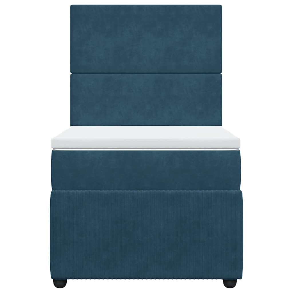 vidaXL Κρεβάτι Boxspring με Στρώμα Σκούρο Μπλε 90x190 εκ. Βελούδινο