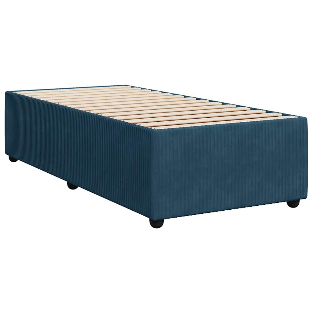 vidaXL Κρεβάτι Boxspring με Στρώμα Σκούρο Μπλε 90x190 εκ. Βελούδινο