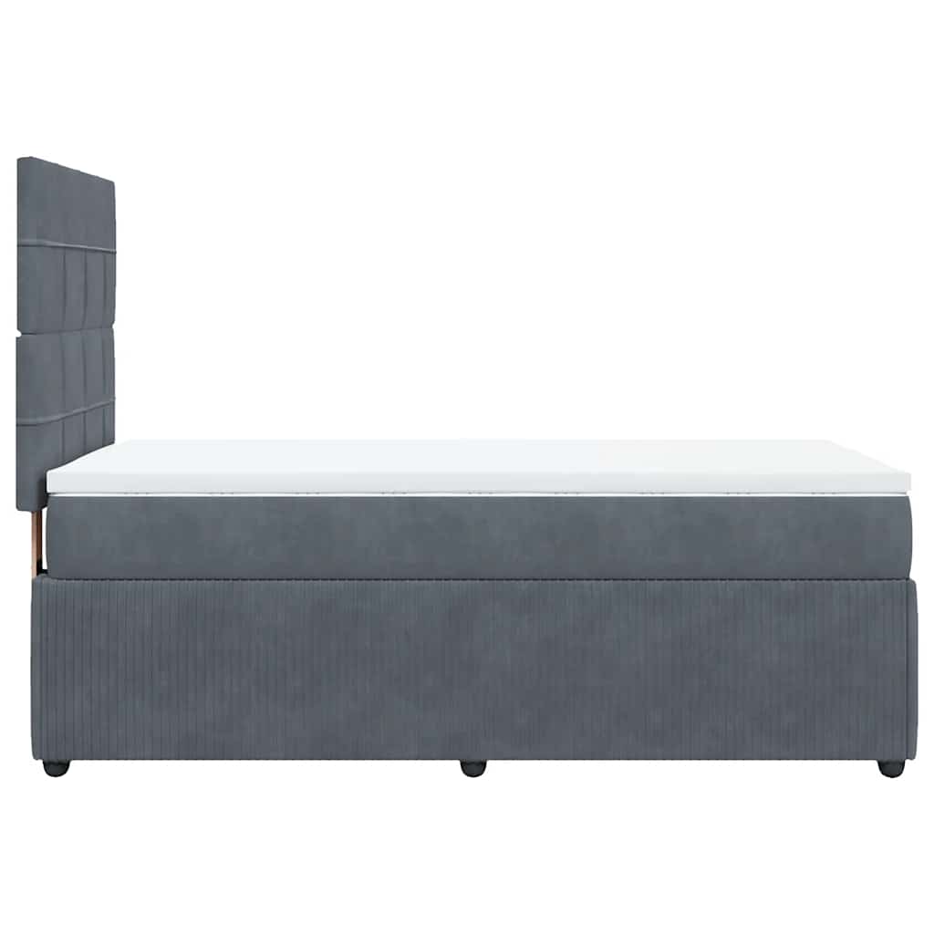 vidaXL Κρεβάτι Boxspring με Στρώμα Σκούρο Γκρι 90x190 εκ. Βελούδινο
