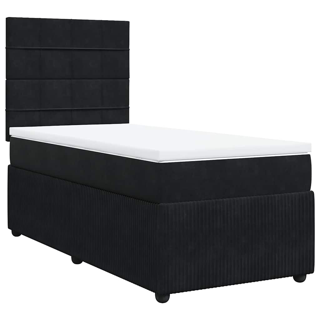 vidaXL Κρεβάτι Boxspring με Στρώμα Μαύρο 90x190 εκ. Βελούδινο