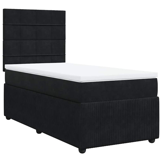 vidaXL Κρεβάτι Boxspring με Στρώμα Μαύρο 90x190 εκ. Βελούδινο