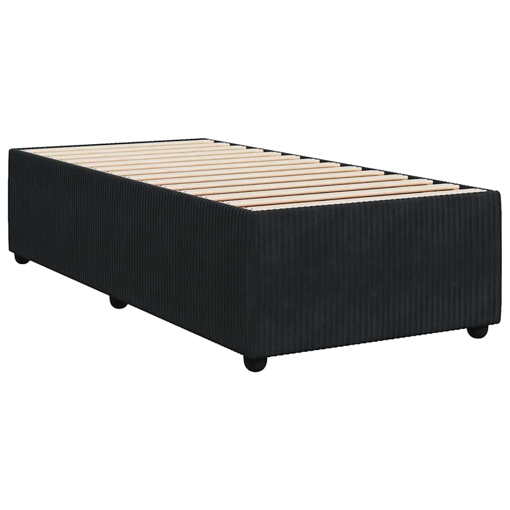 vidaXL Κρεβάτι Boxspring με Στρώμα Μαύρο 90x190 εκ. Βελούδινο