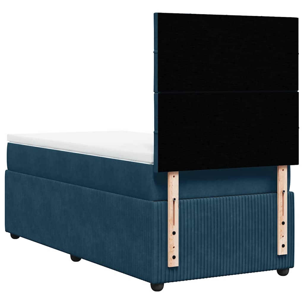 vidaXL Κρεβάτι Boxspring με Στρώμα Σκούρο Μπλε 90x190 εκ. Βελούδινο