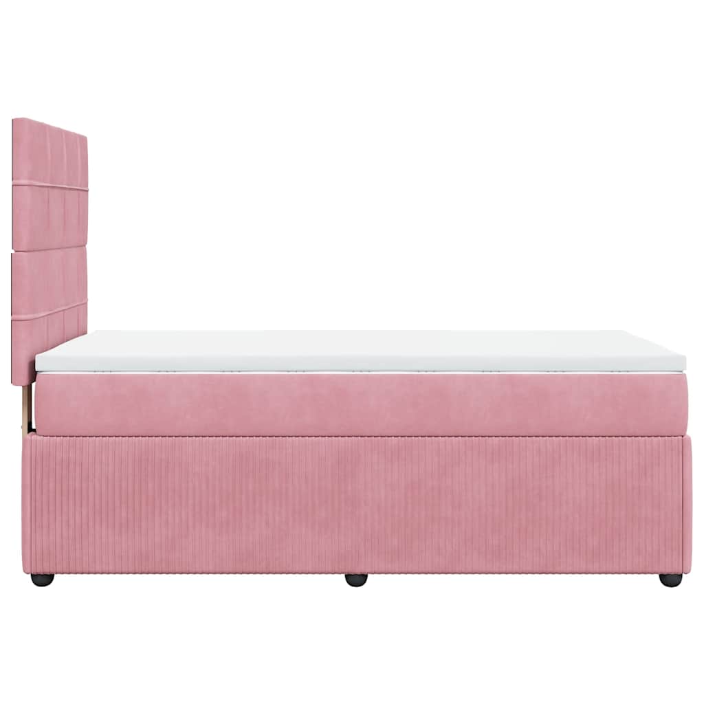 vidaXL Κρεβάτι Boxspring με Στρώμα Ροζ 90x190 εκ. Βελούδινο