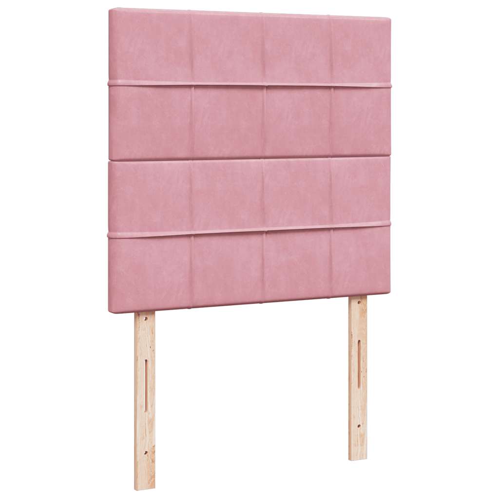 vidaXL Κρεβάτι Boxspring με Στρώμα Ροζ 90x190 εκ. Βελούδινο