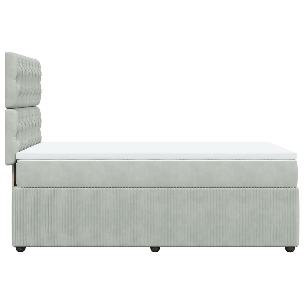 vidaXL Κρεβάτι Boxspring με Στρώμα Ανοιχτό Γκρι 90x190 εκ. Βελούδινο